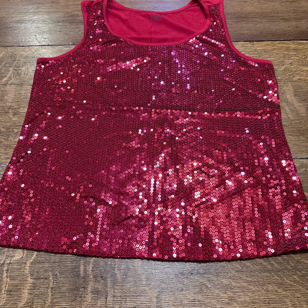 Bobbie Brooks 1X women’s red sequin tank top‎